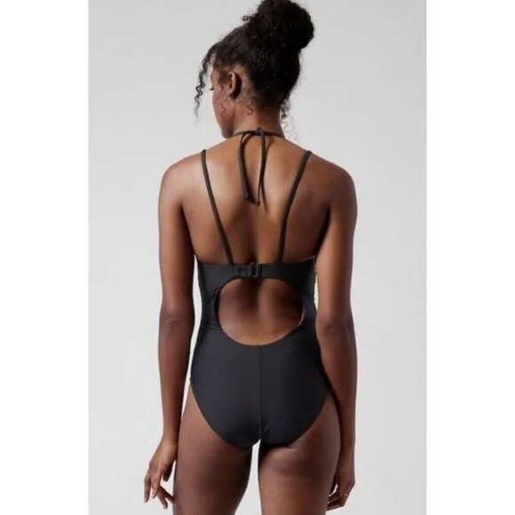 NWT Athleta Black Keyhole One Piece Swimsuit-sz XS Petite - Picture 2 of 9